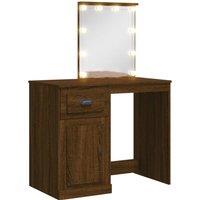 vidaXL Dressing Table with LED Lights Brown Oak 90x42x132.5 cm, Grey