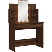 vidaXL Dressing Table with LED Lights Brown Oak 96x40x142 cm, Brown