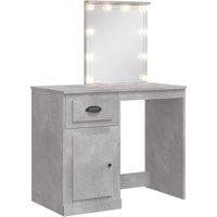 vidaXL Dressing Table with LED Lights Concrete Grey 90x42x132.5 cm, Grey