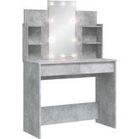 vidaXL Dressing Table with LED Lights Concrete Grey 96x40x142 cm, Grey