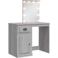 vidaXL Dressing Table with LED Lights Grey Sonoma 90x42x132.5 cm, Brown