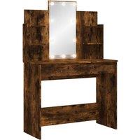 vidaXL Dressing Table with LED Lights Smoked Oak 96x40x142 cm, Brown