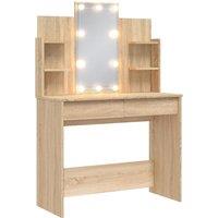 vidaXL Dressing Table with LED Lights Sonoma Oak 96x40x142 cm, Brown