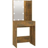 vidaXL Dressing Table with LED Smoked Oak 60x40x140 cm, Brown