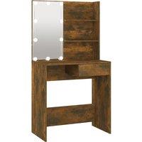 vidaXL Dressing Table with LED Smoked Oak 74.5x40x141 cm, Brown