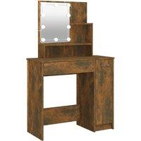 vidaXL Dressing Table with LED Smoked Oak 86.5x35x136 cm, Brown