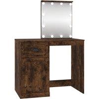 vidaXL Dressing Table with LED Smoked Oak 90x50x132.5 cm Engineered Wood, Brown