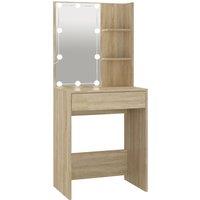 vidaXL Dressing Table with LED Sonoma Oak 60x40x140 cm, Brown