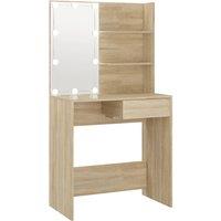vidaXL Dressing Table with LED Sonoma Oak 74.5x40x141 cm Engineered Wood, Brown
