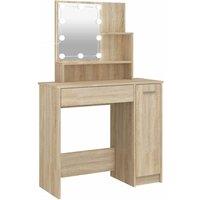 vidaXL Dressing Table with LED Sonoma Oak 86.5x35x136 cm, Brown