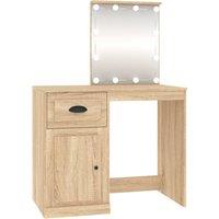 vidaXL Dressing Table with LED Sonoma Oak 90x50x132.5 cm Engineered Wood, Brown