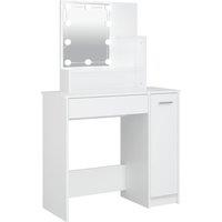 vidaXL Dressing Table with LED White 86.5x35x136 cm, White
