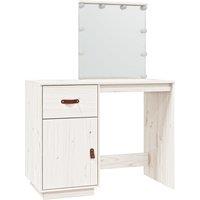 vidaXL Dressing Table with LED White 95x50x133.5 cm Solid Wood Pine, White