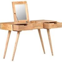 Vidaxl Dressing Table With Mirror 112X45X76 Cm Solid Acacia Wood, Brown