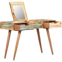 Vidaxl Dressing Table With Mirror 112X45X76 Cm Solid Reclaimed Wood, Brown