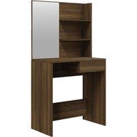 Vidaxl Dressing Table With Mirror Brown Oak 74.5X40X141 Cm, Brown