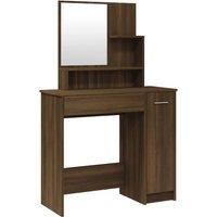 Vidaxl Dressing Table With Mirror Brown Oak 86.5X35X136 Cm, Brown