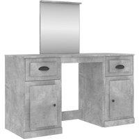 vidaXL Dressing Table with Mirror Concrete Grey 130x50x132.5 cm, Grey