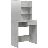 Vidaxl Dressing Table With Mirror Concrete Grey 74.5X40X141 Cm, Grey