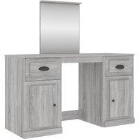vidaXL Dressing Table with Mirror Grey Sonoma 130x50x132.5 cm, Grey