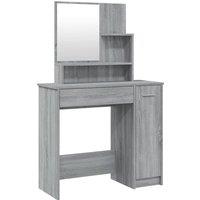 Vidaxl Dressing Table With Mirror Grey Sonoma 86.5X35X136 Cm, Grey