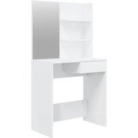 Vidaxl Dressing Table With Mirror High Gloss White 74.5X40X141 Cm, White