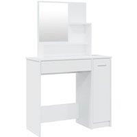Vidaxl Dressing Table With Mirror High Gloss White 86.5X35X136 Cm, White