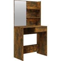 Vidaxl Dressing Table With Mirror Smoked Oak 74.5X40X141 Cm, Brown