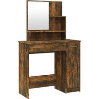 Vidaxl Dressing Table With Mirror Smoked Oak 86.5X35X136 Cm, Brown