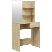 Vidaxl Dressing Table With Mirror Sonoma Oak 74.5X40X141 Cm, Brown