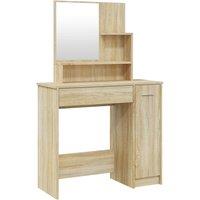 Vidaxl Dressing Table With Mirror Sonoma Oak 86.5X35X136 Cm, Brown