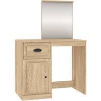 vidaXL Dressing Table with Mirror Sonoma Oak 90x50x132.5 cm Engineered Wood, Brown