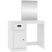vidaXL Dressing Table with Mirror White 90x50x132.5 cm Engineered Wood, White