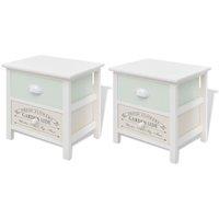 Vidaxl French Bedside Cabinets 2 Pcs Wood, White