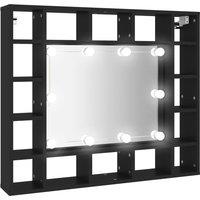 vidaXL LED Mirror Cabinet Black 91x15x76.5 cm, Black