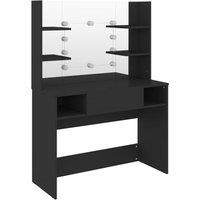 vidaXL Makeup Table with LED Lights 100x40x135 cm MDF Black, Black