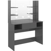 vidaXL Makeup Table with LED Lights 100x40x135 cm MDF Shining Grey, Grey
