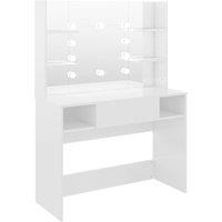 vidaXL Makeup Table with LED Lights 100x40x135 cm MDF Shining White, White