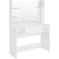 vidaXL Makeup Table with LED Lights 100x40x135 cm MDF White, White