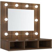 vidaXL Mirror Cabinet with LED Brown Oak 60x31.5x62 cm, Brown