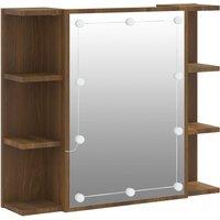vidaXL Mirror Cabinet with LED Brown Oak 70x16.5x60 cm, Brown