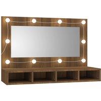 vidaXL Mirror Cabinet with LED Brown Oak 90x31.5x62 cm, Brown