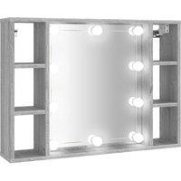 vidaXL Mirror Cabinet with LED Grey Sonoma 76x15x55 cm, Grey
