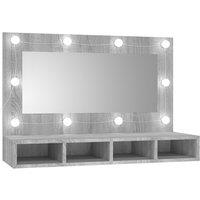 vidaXL Mirror Cabinet with LED Grey Sonoma 90x31.5x62 cm, Grey
