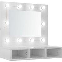 vidaXL Mirror Cabinet with LED High Gloss White 60x31.5x62 cm, White
