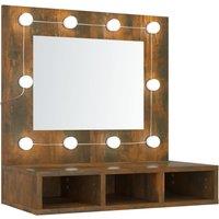 vidaXL Mirror Cabinet with LED Smoked Oak 60x31.5x62 cm, Brown