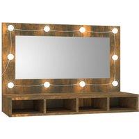 vidaXL Mirror Cabinet with LED Smoked Oak 90x31.5x62 cm, Brown