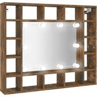 Vidaxl Mirror Cabinet With Led Smoked Oak 91X15X76.5 Cm, Brown