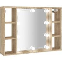 vidaXL Mirror Cabinet with LED Sonoma Oak 76x15x55 cm, Brown