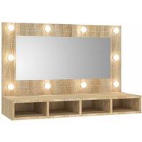 vidaXL Mirror Cabinet with LED Sonoma Oak 90x31.5x62 cm, Brown